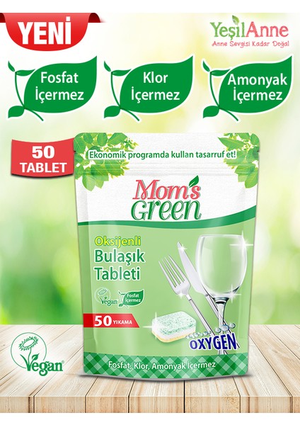 Mom’s Green Ekolojik Oksijenli Bulaşık Makinesi Deterjanı 50 Tablet