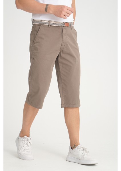 Erkek Gri Diz Altı Likralı Bermuda Kemer Hediyelii Kapri Uzun Şort fiyatları