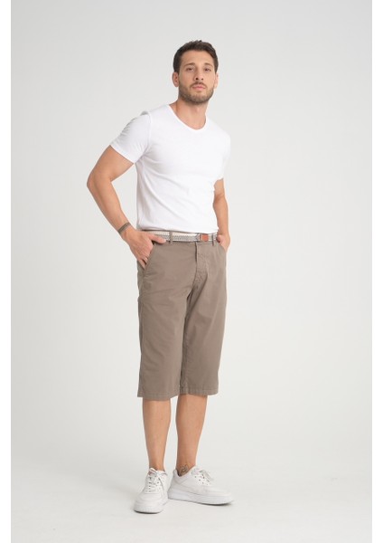 Erkek Gri Diz Altı Likralı Bermuda Kemer Hediyelii Kapri Uzun Şort fırsatları