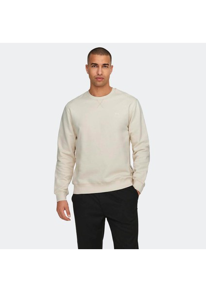 Erkek Sweatshirt Krem 22030384 Onsdan Unbrushed Reg