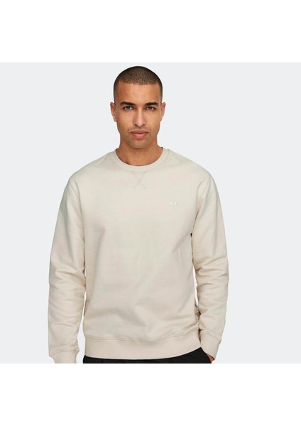 Erkek Sweatshirt Krem 22030384 Onsdan Unbrushed Reg fırsatları