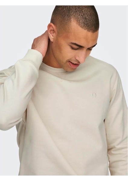 Erkek Sweatshirt Krem 22030384 Onsdan Unbrushed Reg indirimleri
