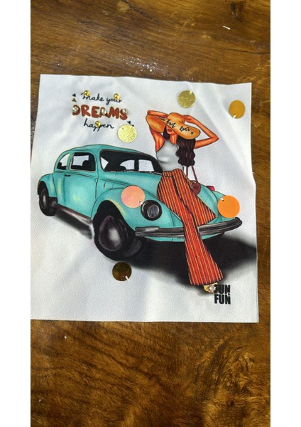 Zirkon Taşlı Pul Payetli Arabalı Kız Arma Dikiş Aplike 20X15 cm