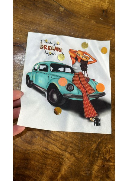 Zirkon Taşlı Pul Payetli Arabalı Kız Arma Dikiş Aplike 20X15 cm fiyatları