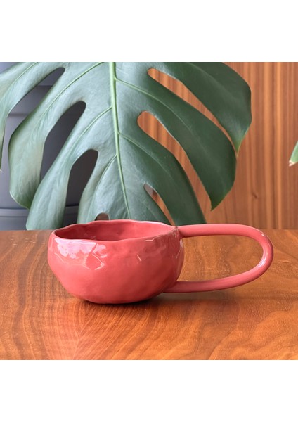 Stoneware Seramik El Yapımı Bordo / Vişne Çürüğü Fincan