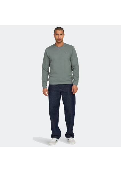 Erkek Sweatshirt Açık Yeşil 22030384 Onsdan Unbrushed Reg