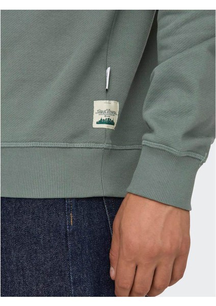Erkek Sweatshirt Açık Yeşil 22030384 Onsdan Unbrushed Reg