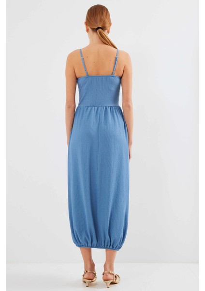Kadın Mavi Ayarlanabilir Askılı Paçası Lastikli Slopet Elbise HZL24S-BD124921 fırsatları