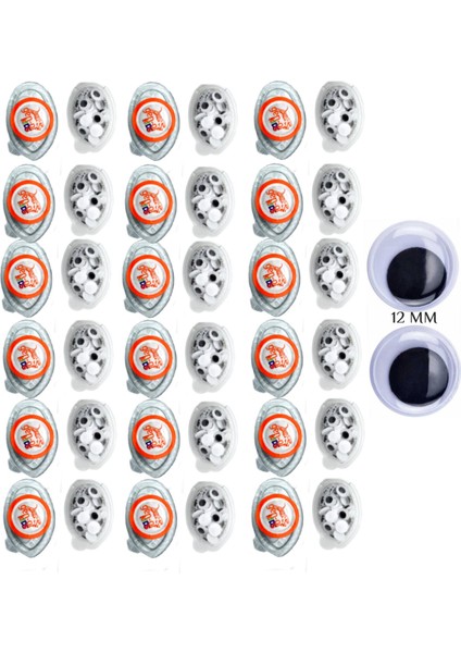 Oynar Göz Siyah Beyaz 12 mm 36 Kutu GEN-721236