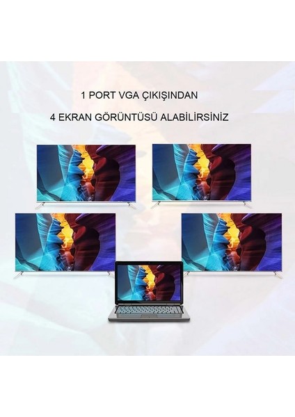 VGA Splitter 4 Port Çoğaltıcı 1x4 Port 250 Mhz