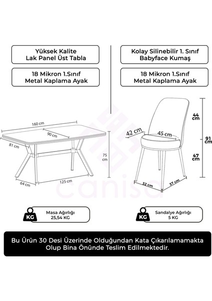 Lena Serisi 90 x 160 cm Lak Panel Antrasit İroni Krom Kaplama Ayaklı Masa Takımı Ve 6 Sandalye fırsatları