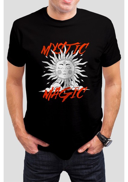 Mystic Magic Güneş Baskılı Siyah Unisex T-Shirt C987