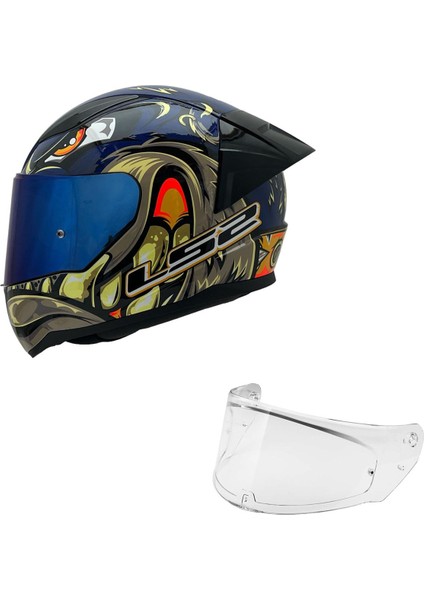 Rapıd 2 Spox Mavi-Gri Kask Mavi Cam+Spoiler