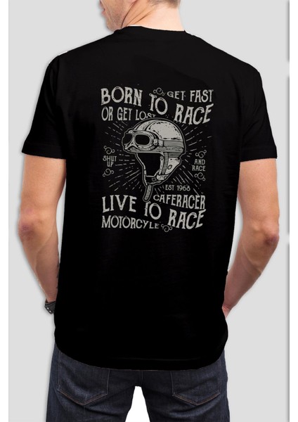 Born To Race Baskılı Siyah Unisex T-Shirt C956