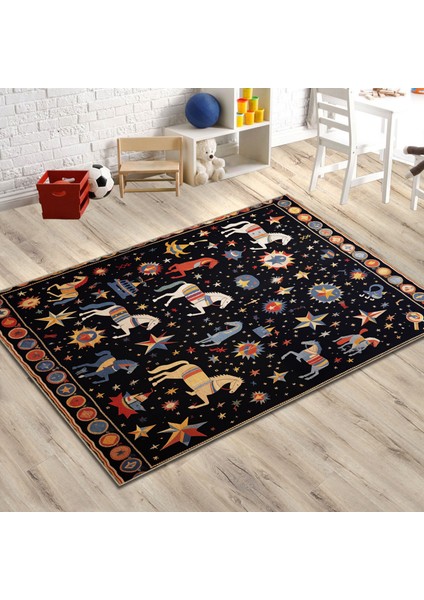 Dido 2 Koleksiyonu Çocuk Halısı Tema Yıldız ve At Desenli Modern Dekoratif Halı 3234