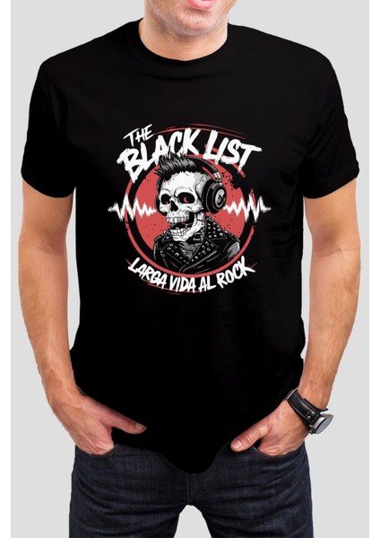 Black List Baskılı Siyah Unisex T-Shirt C974