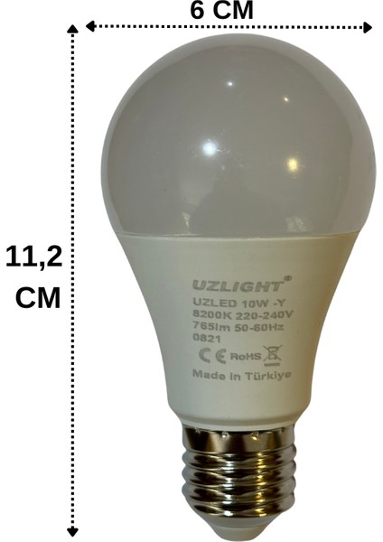 10W (75W) 8200K (Yeşil Işık) E27 Duylu LED Ampul