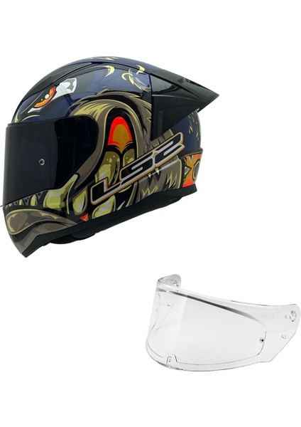 Rapıd 2 Spox Mavi-Gri Kask Siyah Cam+Spoiler