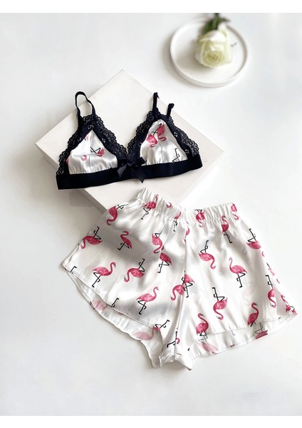 Flamingo Baskılı Şortlu Takım