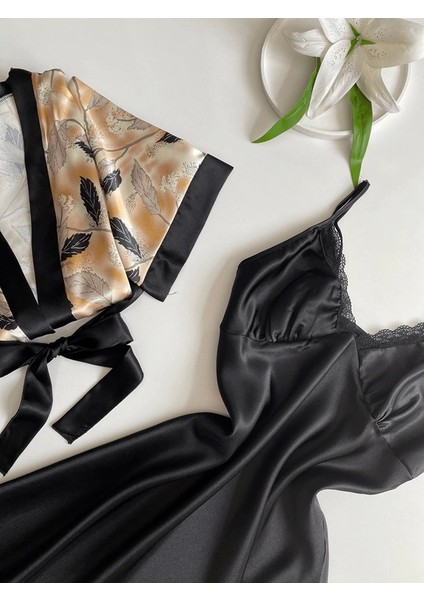 Saten Gecelik Sabahlık Takım modelleri