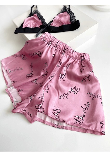 Pembe Baskılı Şortlu Takım modelleri
