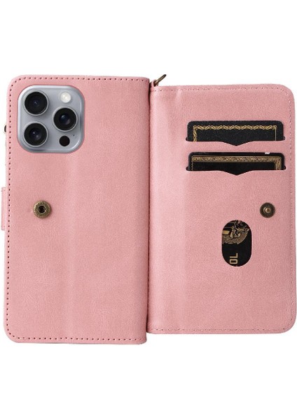 Kart Yuvası Standı ile IPhone 16 Pro Max Fermuar Poket Için Cüzdan Telefon Kılıfı (Yurt Dışından) fiyatları
