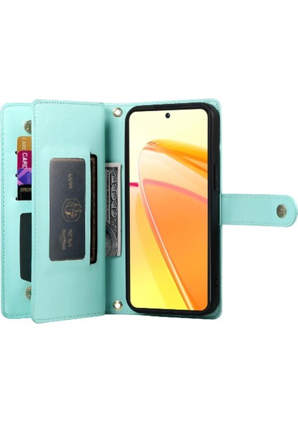 Realme C55 Kickstand Cüzdan Bölmesi Bilek Kayışı Kartı Için Flip Case (Yurt Dışından)