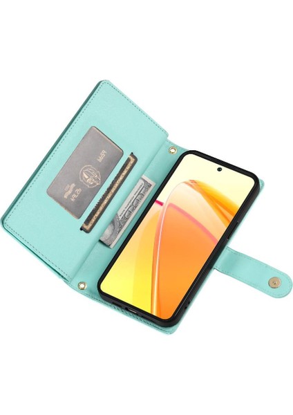 Realme C55 Kickstand Cüzdan Bölmesi Bilek Kayışı Kartı Için Flip Case (Yurt Dışından)