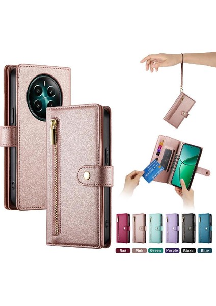 Realme 12 Artı Cüzdan Bölmesi Kickstand Için Flip Case Çok Fonksiyonlu (Yurt Dışından)