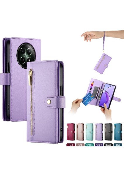 Realme 12 5g Bilek Kayışı Çok Fonksiyonlu Kart Yuvaları Cüzdan Için Flip Case (Yurt Dışından)