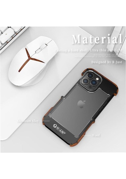 IPhone 14 Pro Max Için Kılıf, Damla Koruma Alüminyum Metal Ahşap Tampon (Yurt Dışından) fırsatları