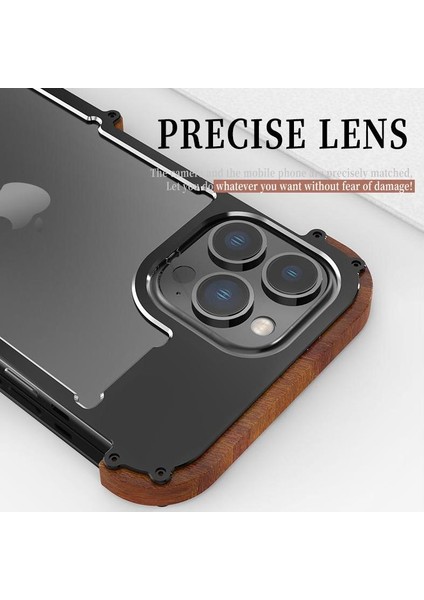 IPhone 14 Pro Max Için Kılıf, Damla Koruma Alüminyum Metal Ahşap Tampon (Yurt Dışından) indirimleri