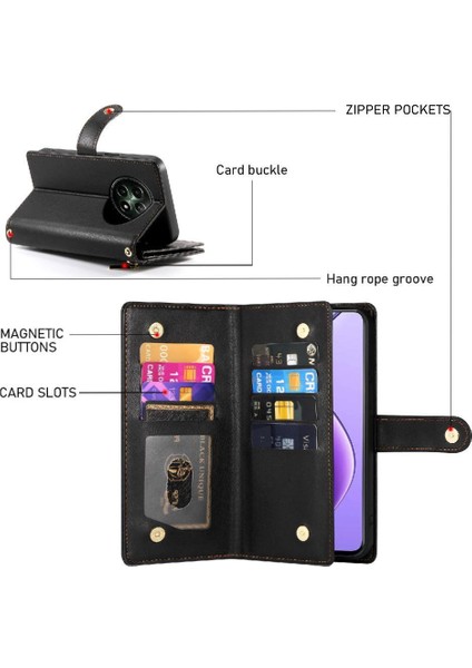 Realme 12 5g Bilek Kayışı Çok Fonksiyonlu Kart Yuvaları Cüzdan Için Flip Case (Yurt Dışından) modelleri