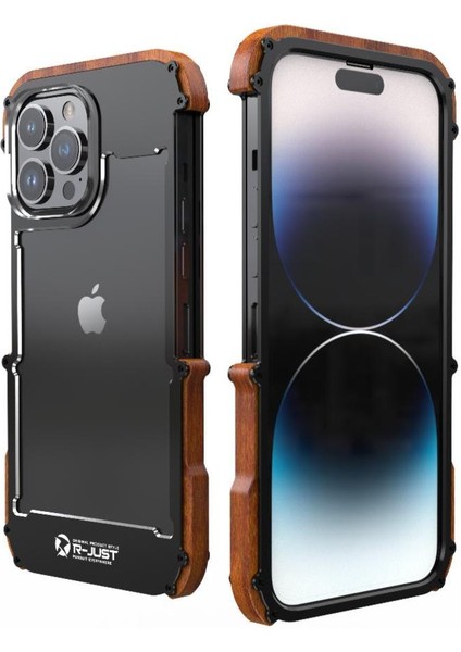 IPhone 14 Pro Için Kılıf, Damla Koruma Alüminyum Metal Ahşap Tampon Çerçeve (Yurt Dışından)