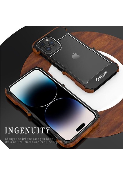 IPhone 14 Pro Için Kılıf, Damla Koruma Alüminyum Metal Ahşap Tampon Çerçeve (Yurt Dışından) fırsatları