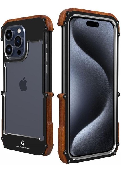 IPhone 15 Pro Için Kılıf, Damla Koruma Alüminyum Metal Ahşap Tampon Çerçeve (Yurt Dışından)