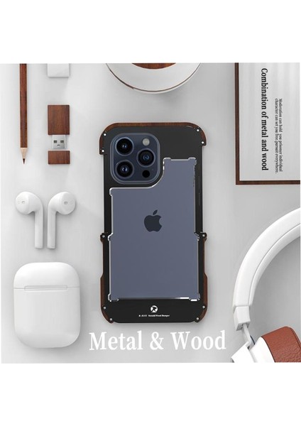 IPhone 15 Pro Için Kılıf, Damla Koruma Alüminyum Metal Ahşap Tampon Çerçeve (Yurt Dışından) fiyatları