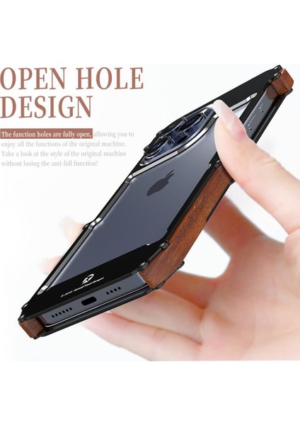 IPhone 15 Pro Için Kılıf, Damla Koruma Alüminyum Metal Ahşap Tampon Çerçeve (Yurt Dışından) fırsatları