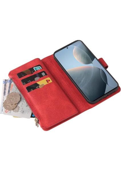 Cüzdan Telefon Kılıfı Için Xiaomi Redmi K70 Onbeş Kart Yuvaları Fermuar Poket Pu (Yurt Dışından) indirimleri