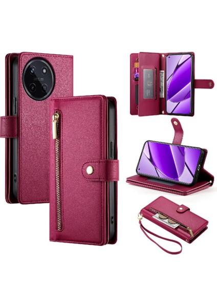 Realme 11 4g Çok Fonksiyonlu Kart Yuvaları Için Flip Case Kickstand Bilek (Yurt Dışından)
