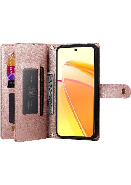 Realme C55 Kickstand Cüzdan Bölmesi Bilek Kayışı Kartı Için Flip Case (Yurt Dışından)
