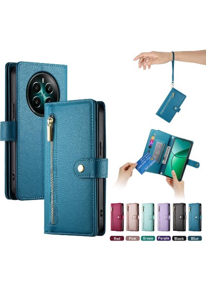 Realme 12 Artı Cüzdan Bölmesi Kickstand Için Flip Case Çok Fonksiyonlu (Yurt Dışından) modelleri