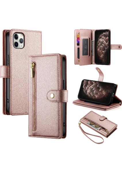 IPhone 11 Için Flip Case Pro Max Cüzdan Bölmesi Kickstand Bilek Kayışı (Yurt Dışından)