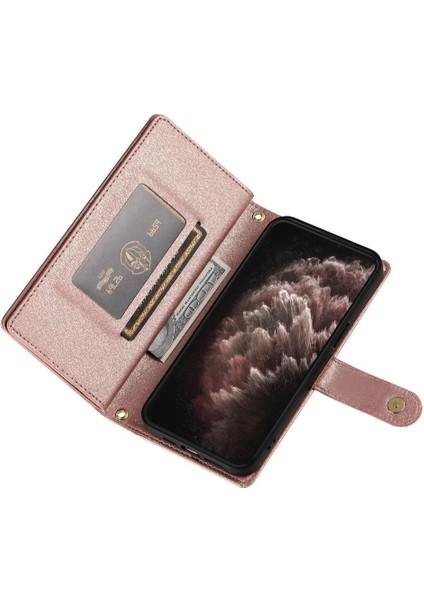 IPhone 11 Için Flip Case Pro Max Cüzdan Bölmesi Kickstand Bilek Kayışı (Yurt Dışından)