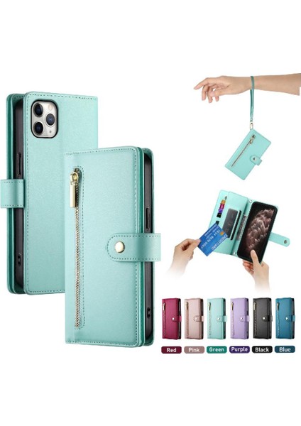 IPhone 11 Için Flip Case Pro Max Cüzdan Bölmesi Kickstand Bilek Kayışı (Yurt Dışından)