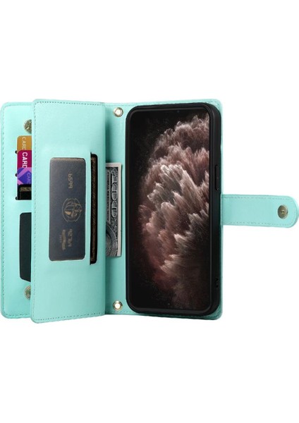 IPhone 11 Için Flip Case Pro Max Cüzdan Bölmesi Kickstand Bilek Kayışı (Yurt Dışından)