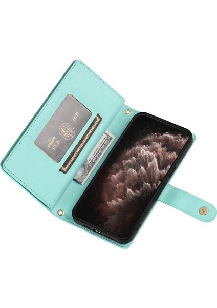 IPhone 11 Için Flip Case Pro Max Cüzdan Bölmesi Kickstand Bilek Kayışı (Yurt Dışından)