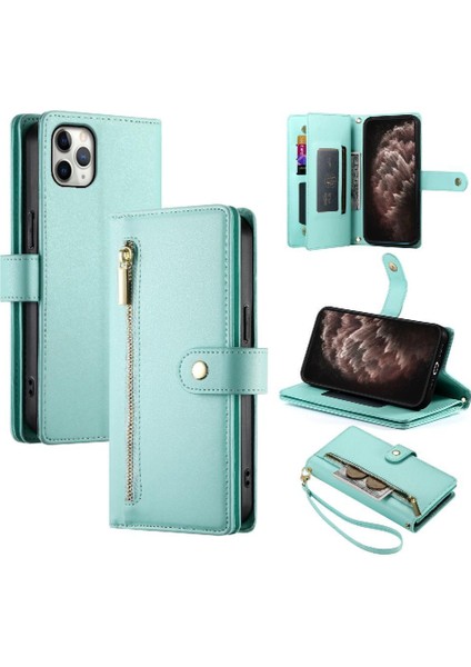 IPhone 11 Için Flip Case Pro Max Cüzdan Bölmesi Kickstand Bilek Kayışı (Yurt Dışından)
