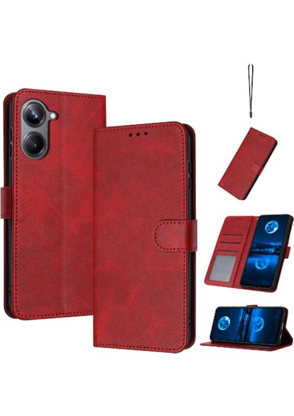 Realme 10 Pro 5g Saf Renk Pu Deri Kickstand ile Flip Case (Yurt Dışından)