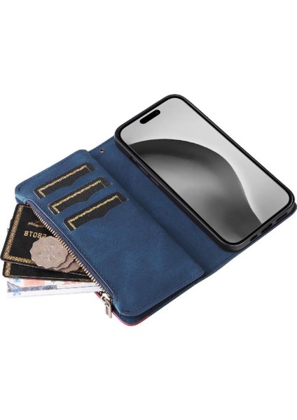 Kart Yuvası Standı Iki Renkli Dikiş Tarzı ile IPhone 16 Pro Max Için Kılıf (Yurt Dışından)